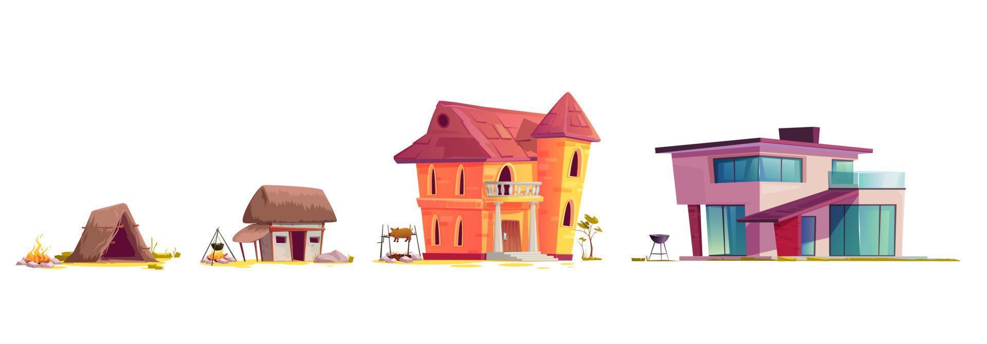 evolução do casa arquitetura, desenho animado conceito vetor