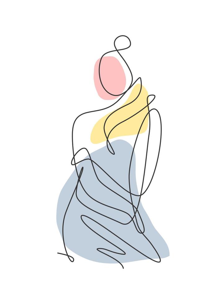 uma única linha desenho rosto abstrato de beleza de mulher, penteado,  ilustração vetorial de moda. conceito