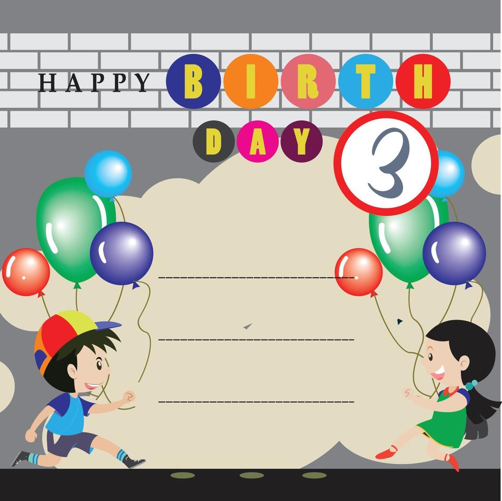 vetor ilustração feliz aniversário cumprimento cartões convites com em branco espaço área e desenho animado personagem