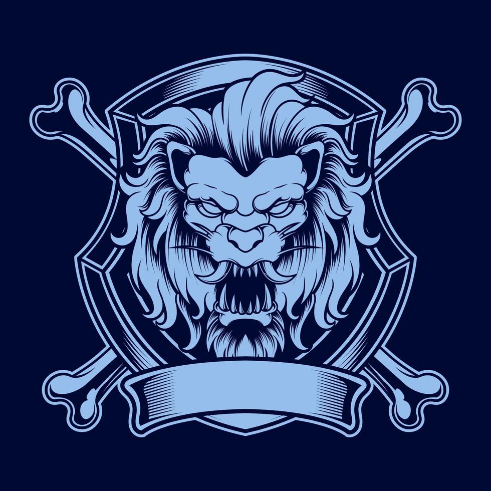 leão cabeça emblema logotipo ilustração vetor