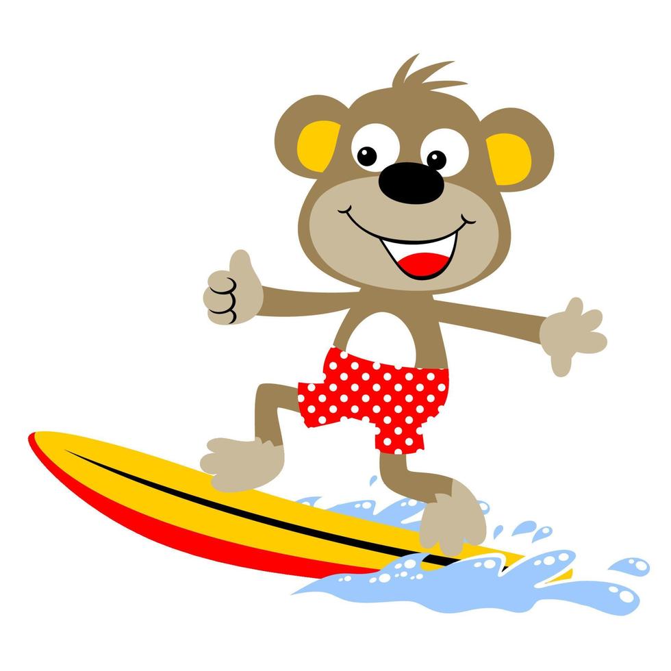 fofa macaco jogando prancha de surfe, vetor desenho animado ilustração