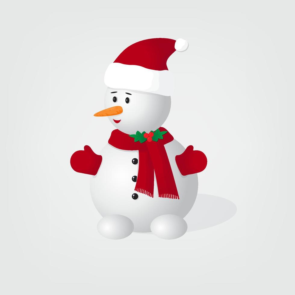 boneco de neve com uma vermelho chapéu e Natal luvas vetor