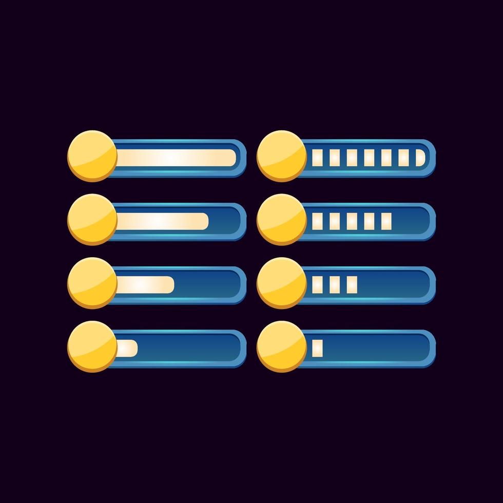 conjunto de barra de moeda de progresso de fantasia de gui para ilustração vetorial de elementos de ativos de interface do usuário do jogo vetor