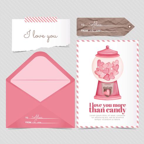 Cartão de doces de vetor e Envelope