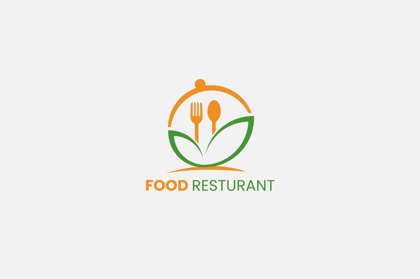 Comida logotipo, restaurante logotipo com colheres, folha, rápido Serviços logotipo modelos. vetor