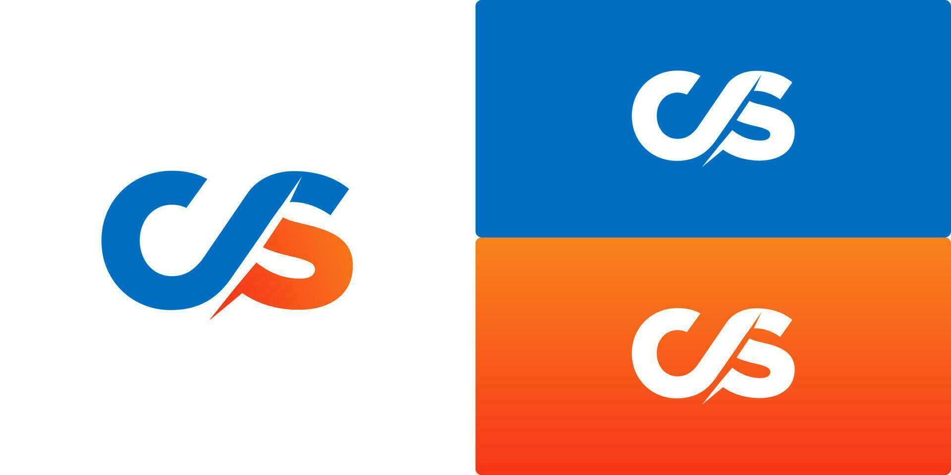 carta cs logotipo gradiente azul laranja vetor