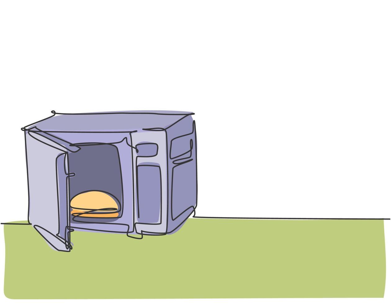 desenho de linha única contínua de forno, fogão, microondas, utensílio doméstico. conceito de eletrodomésticos eletrônicos. ilustração em vetor gráfico moderno desenho de uma linha