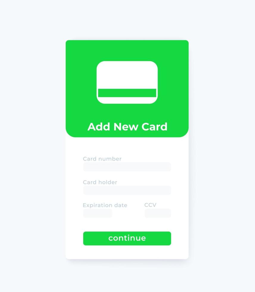 adicionar novo cartão, design de interface do usuário móvel.eps vetor
