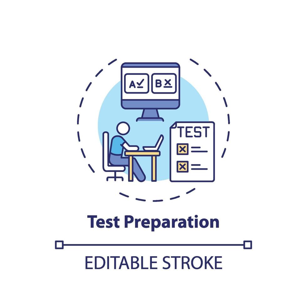 ícone de conceito de preparação de teste vetor