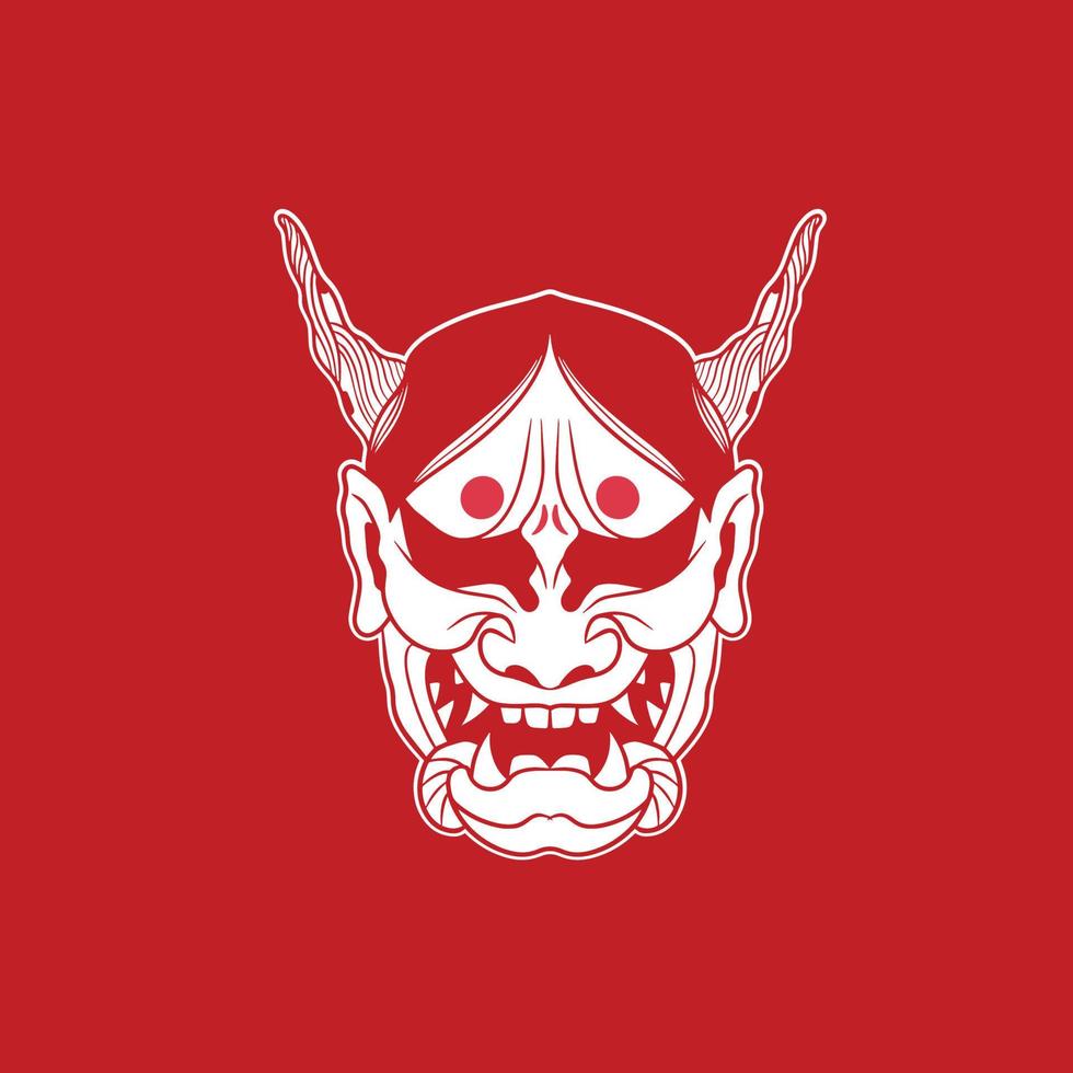 ilustração vetorial de design de logotipo de máscara oni de demônio japonês vetor