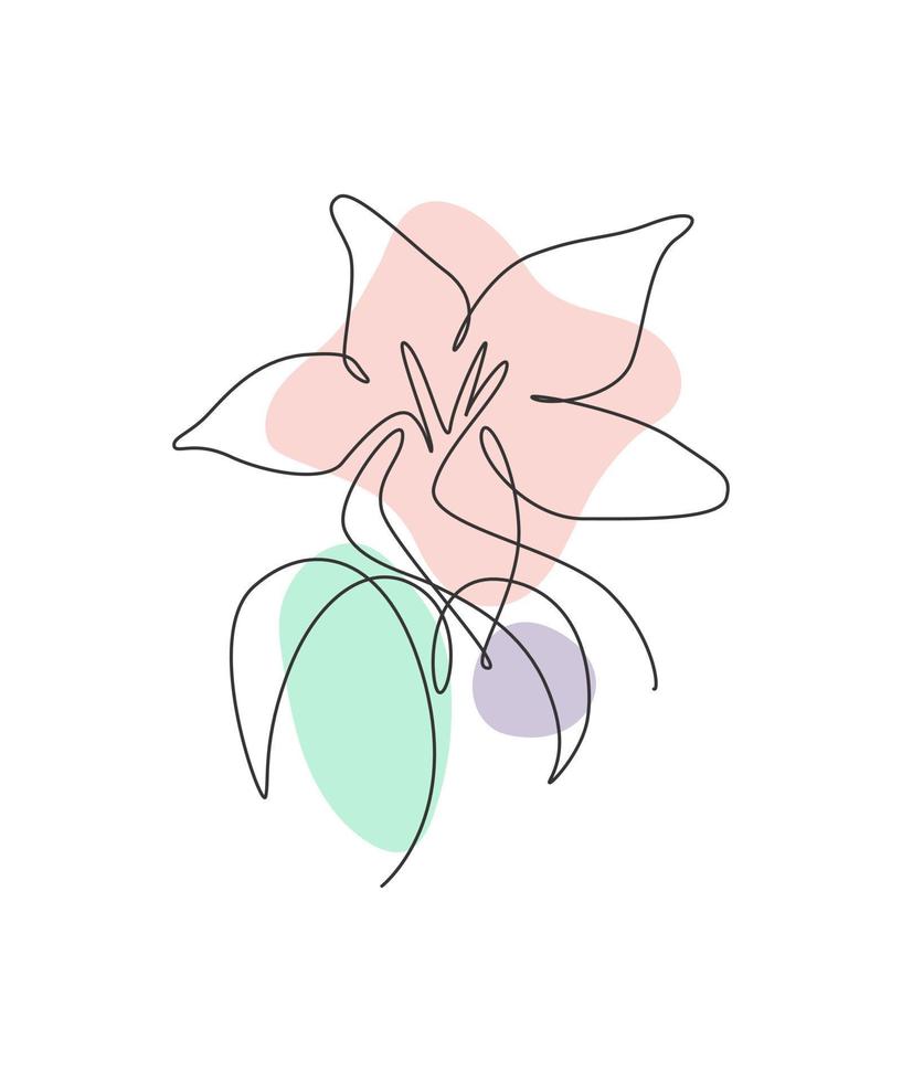 um desenho de linha contínua bela flor de orquídea abstrata. conceito natural mínimo de beleza fresca. decoração da parede da casa, pôster, sacola, impressão em tecido. ilustração em vetor gráfico de desenho de linha única