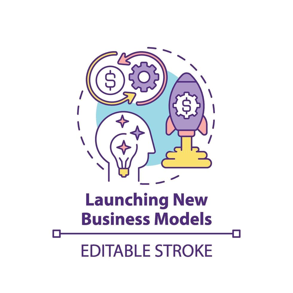 lançamento de ícone de conceito de novos modelos de negócios vetor