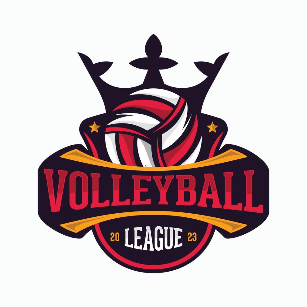 voleibol vetor logotipo emblema Projeto com coroa para esporte equipe