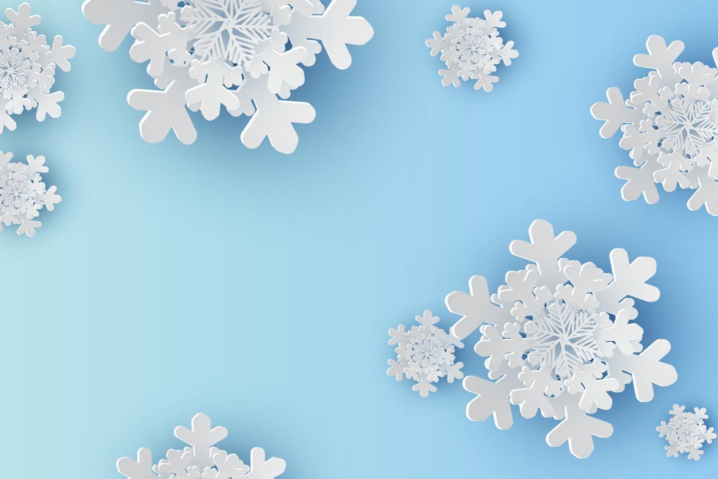 ilustração papel arte e construir do flocos de neve para inverno estação com Lugar, colocar texto espaço background.wintertime abstrato flocos de neve para cumprimento cartão, natal cartaz, papel cortar estilo criativo idéia vetor