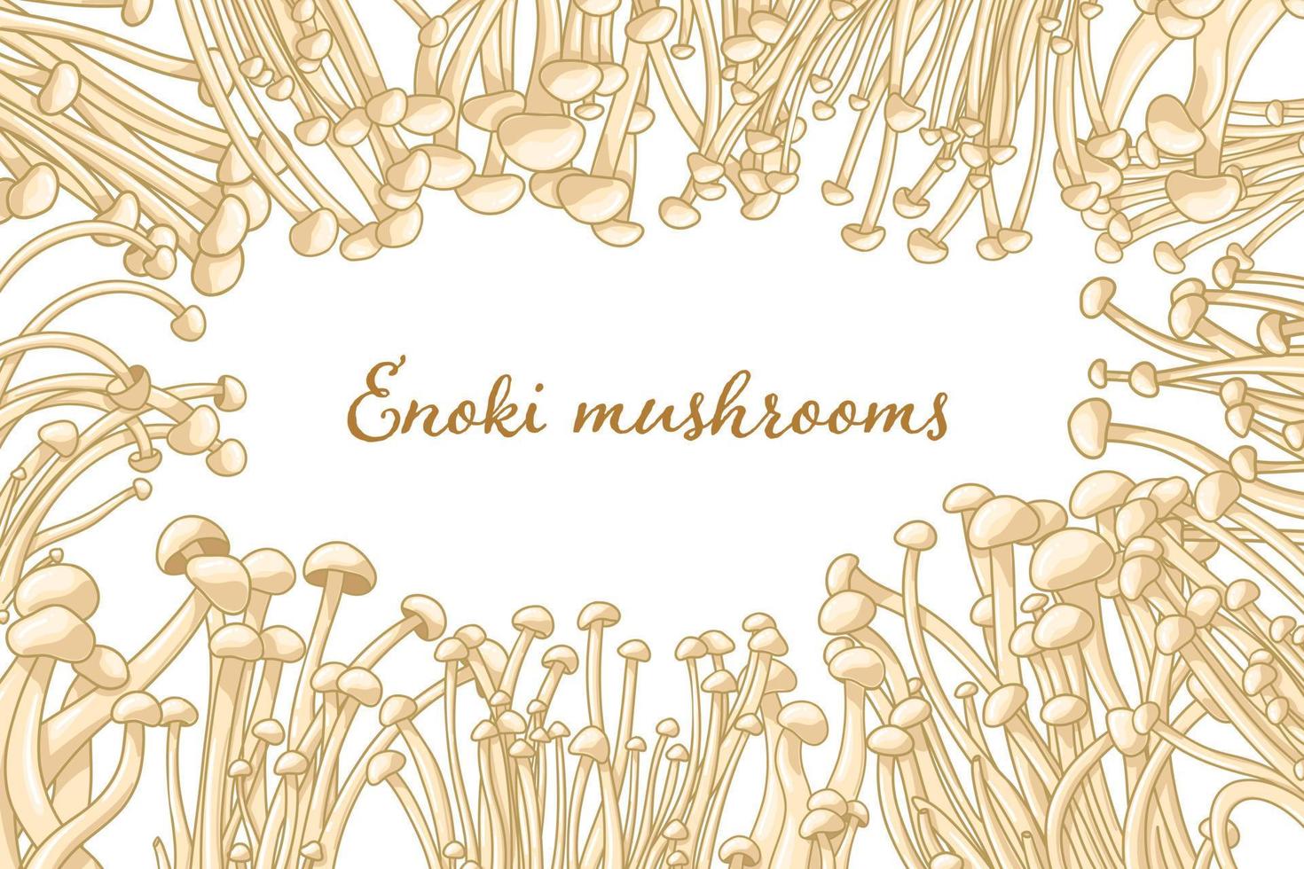 enoki cogumelo quadro. ásia Comida desenho. colorida gourmet fungo sobre ásia Comida. comestível gourmet enoki para saudável estilo de vida vetor