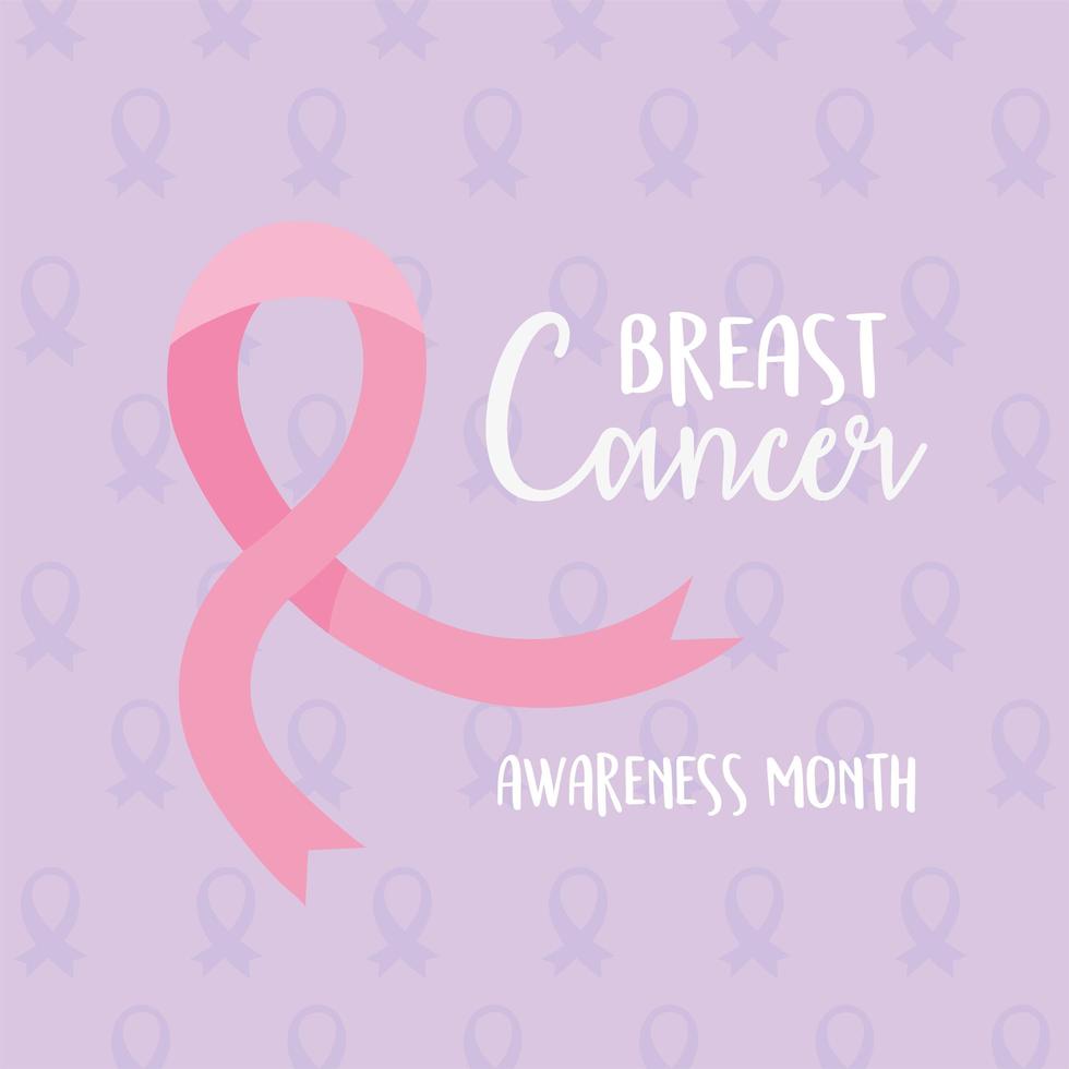 banner de conscientização do câncer de mama com fita rosa vetor