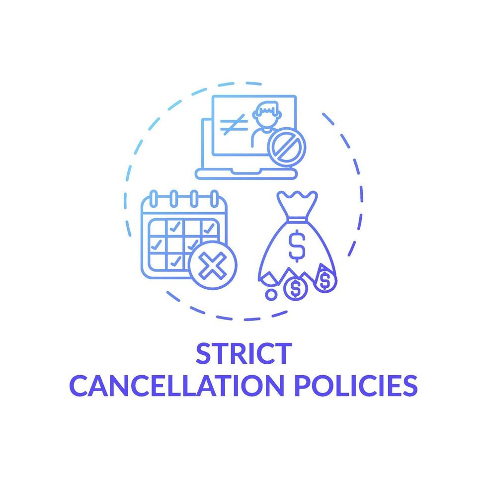 ícone do conceito de políticas de cancelamento estritas vetor