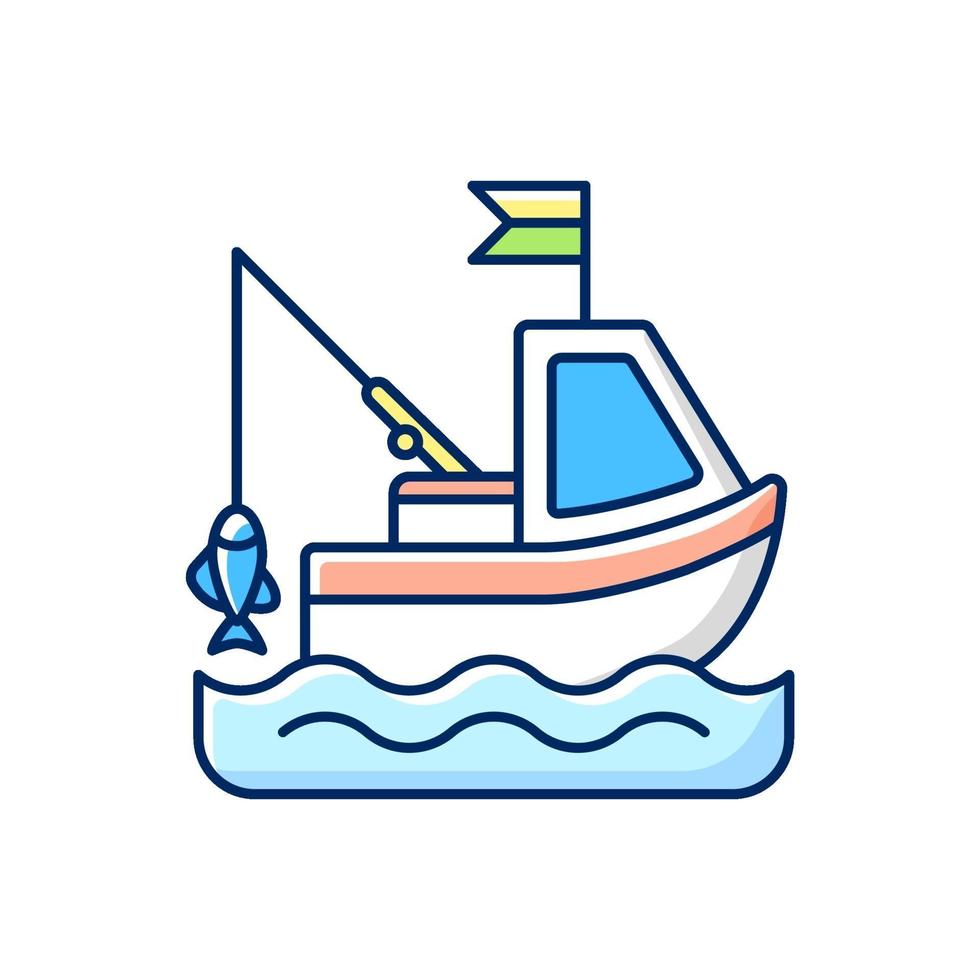 ícone de cor rgb de pesca de barco vetor