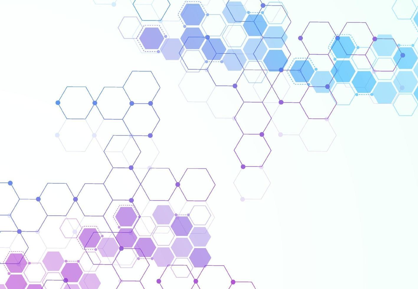 estruturas moleculares hexagonais abstratas em fundo de tecnologia e estilo de ciência. design médico. ilustração vetorial vetor