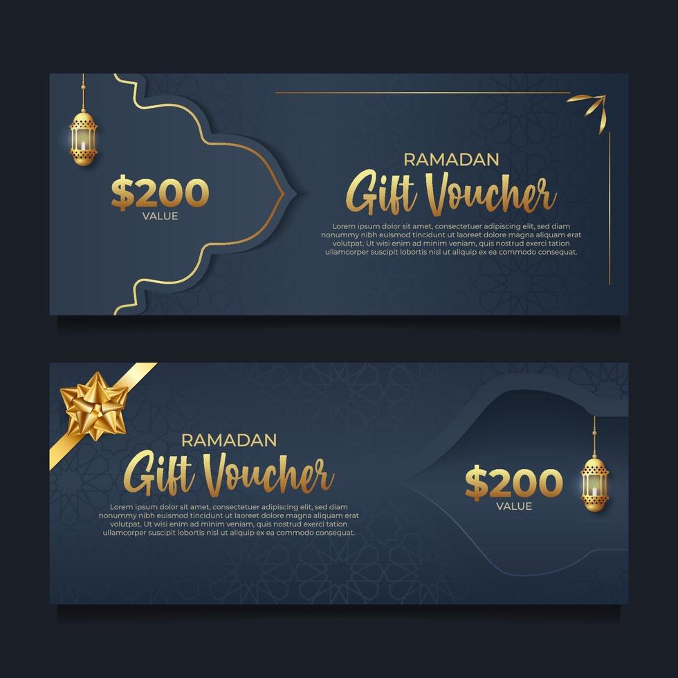 voucher de presente ramadan com estilo dourado vetor