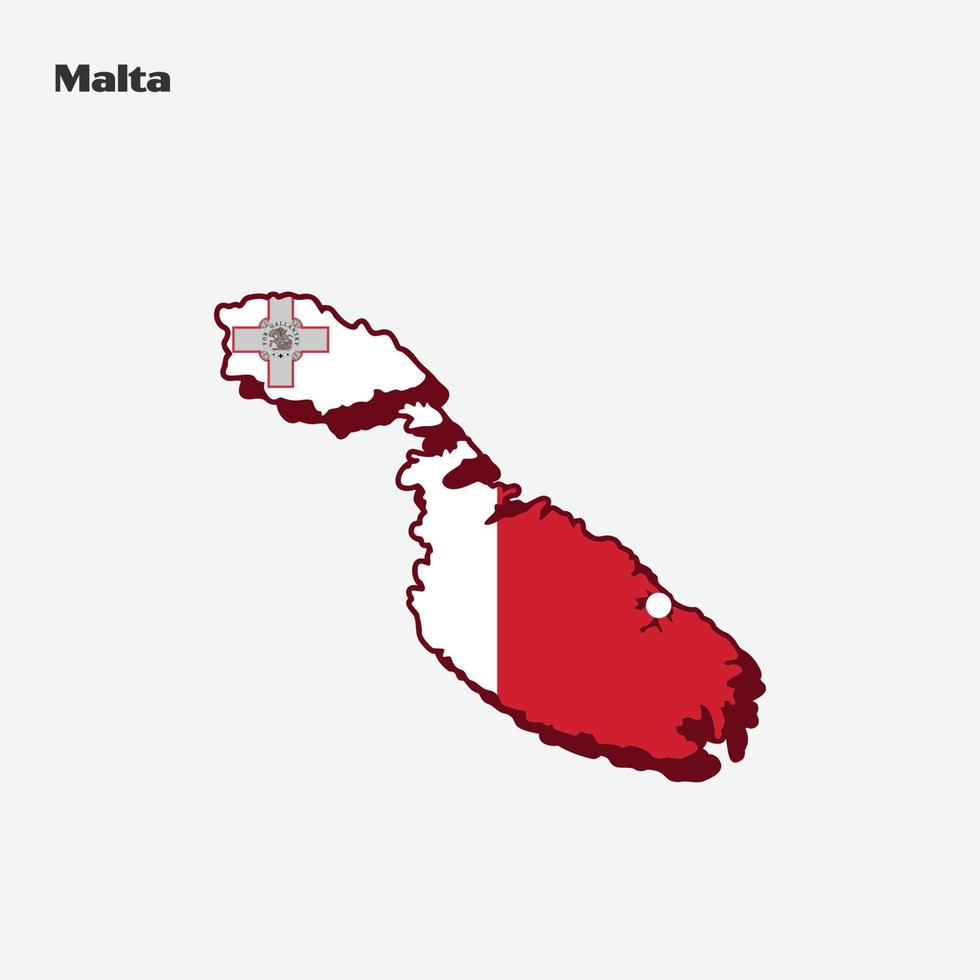 Malta país bandeira mapa infográfico vetor