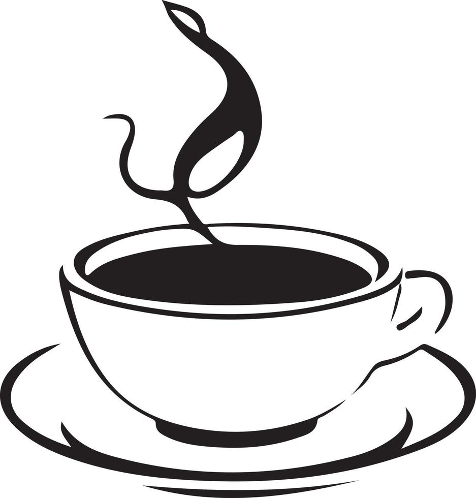 minimalista Preto e branco copo do chá ou café com vapor vetor
