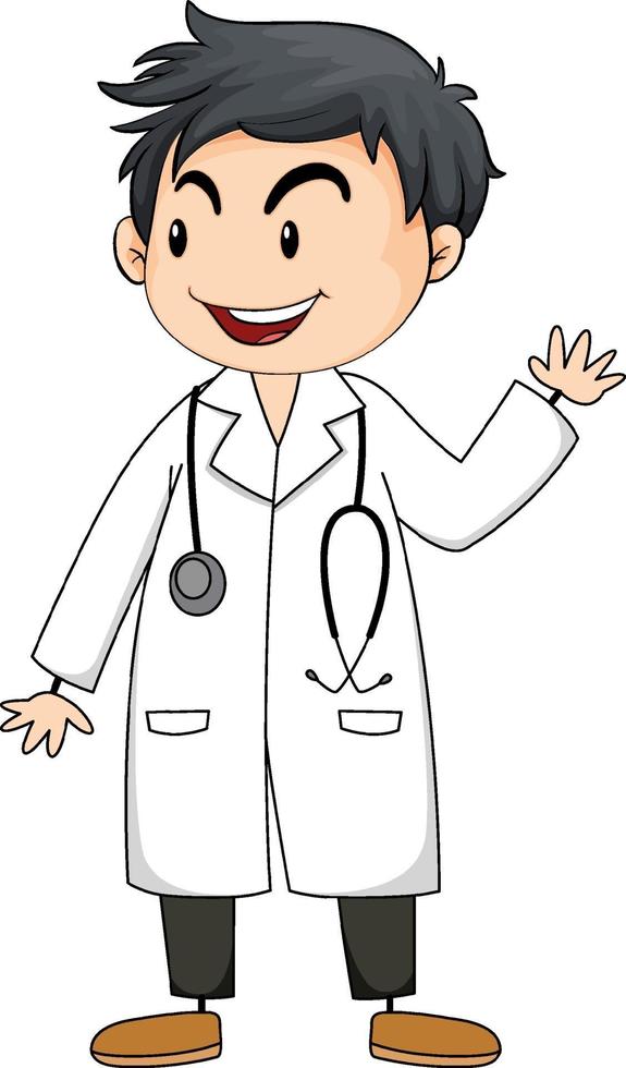 personagem de desenho animado de médico masculino isolado vetor