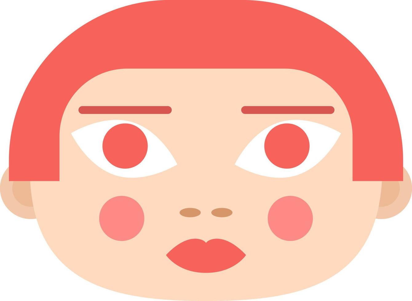 cara redonda boneca menina com vermelho Panela corte de cabelo semi plano  cor vetor avatar. editável