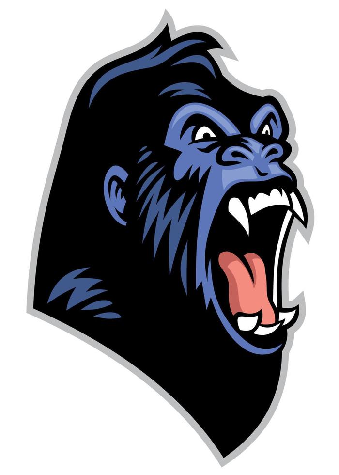 Bravo gorila cabeça mascote logotipo estilo vetor