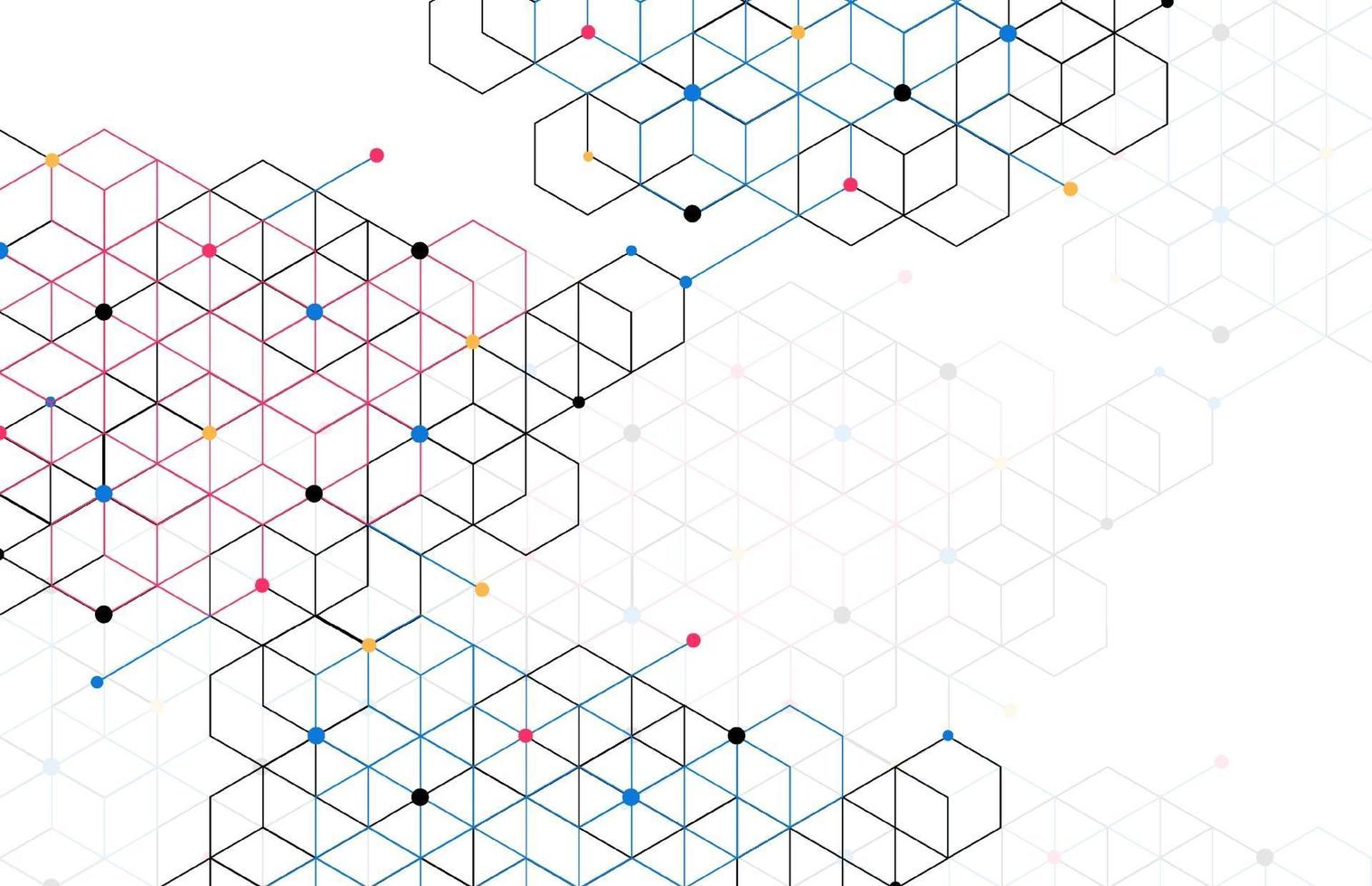 caixas geométricas abstratas padrão fundo de conexão de linha de ponto. tecnologia moderna com malha quadrada. geométrico em fundo branco com linhas. célula do cubo. ilustração vetorial vetor