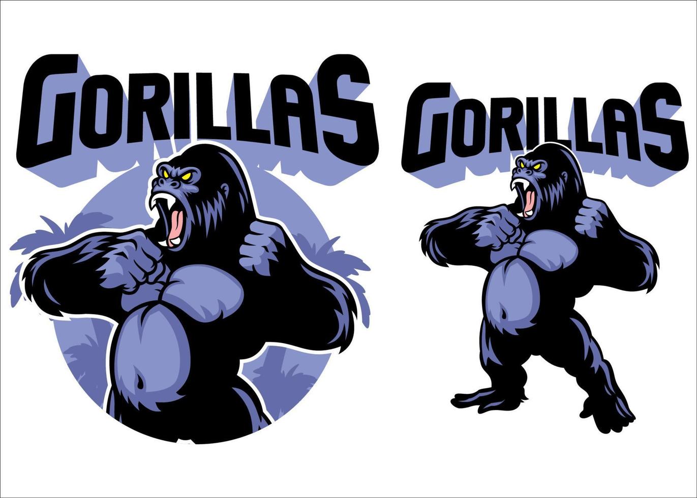 grande gorila mascote logotipo estilo vetor