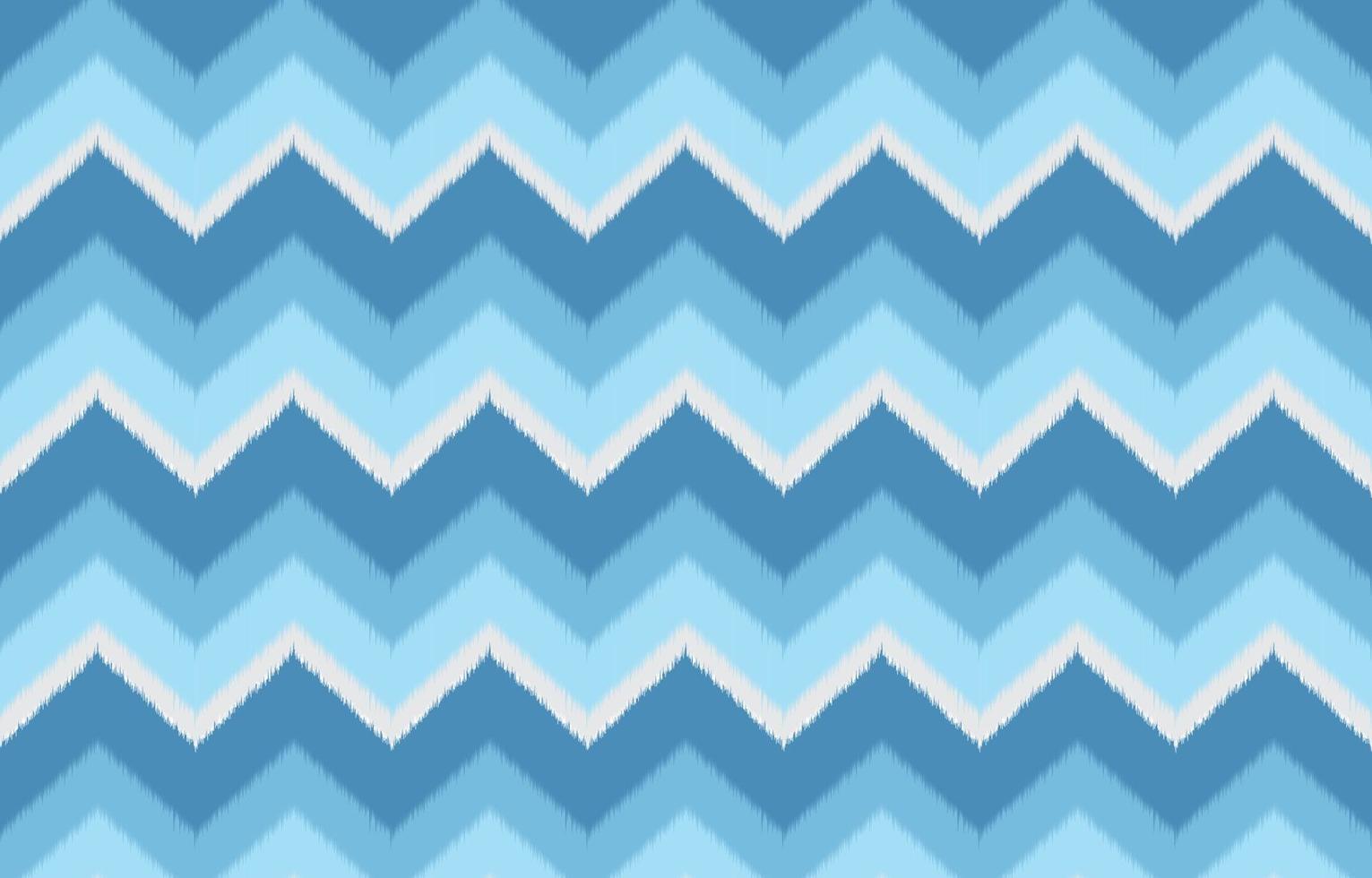 padrão étnico em zigue-zague ikat na cor azul. design para tapete, papel de parede, roupas, embrulho, batik, tecido, estilo de bordado de ilustração vetorial em temas étnicos. vetor