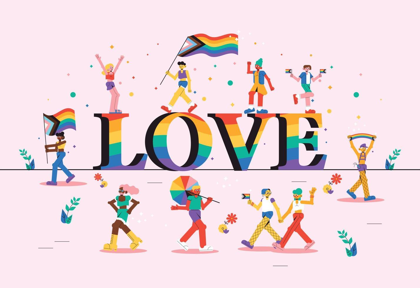 lgtbq orgulho - Raimbow amor ilustração vetor