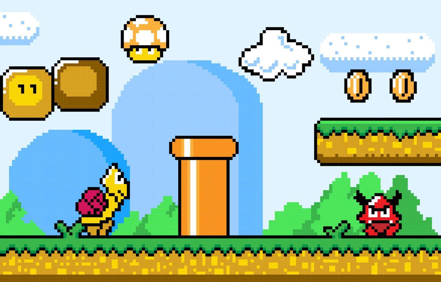 pixel arte jogos cenário conceito vetor