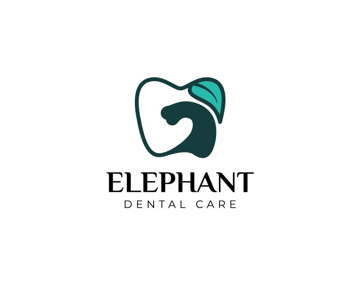 dental Cuidado logotipo com elefante tronco e folha objeto vetor