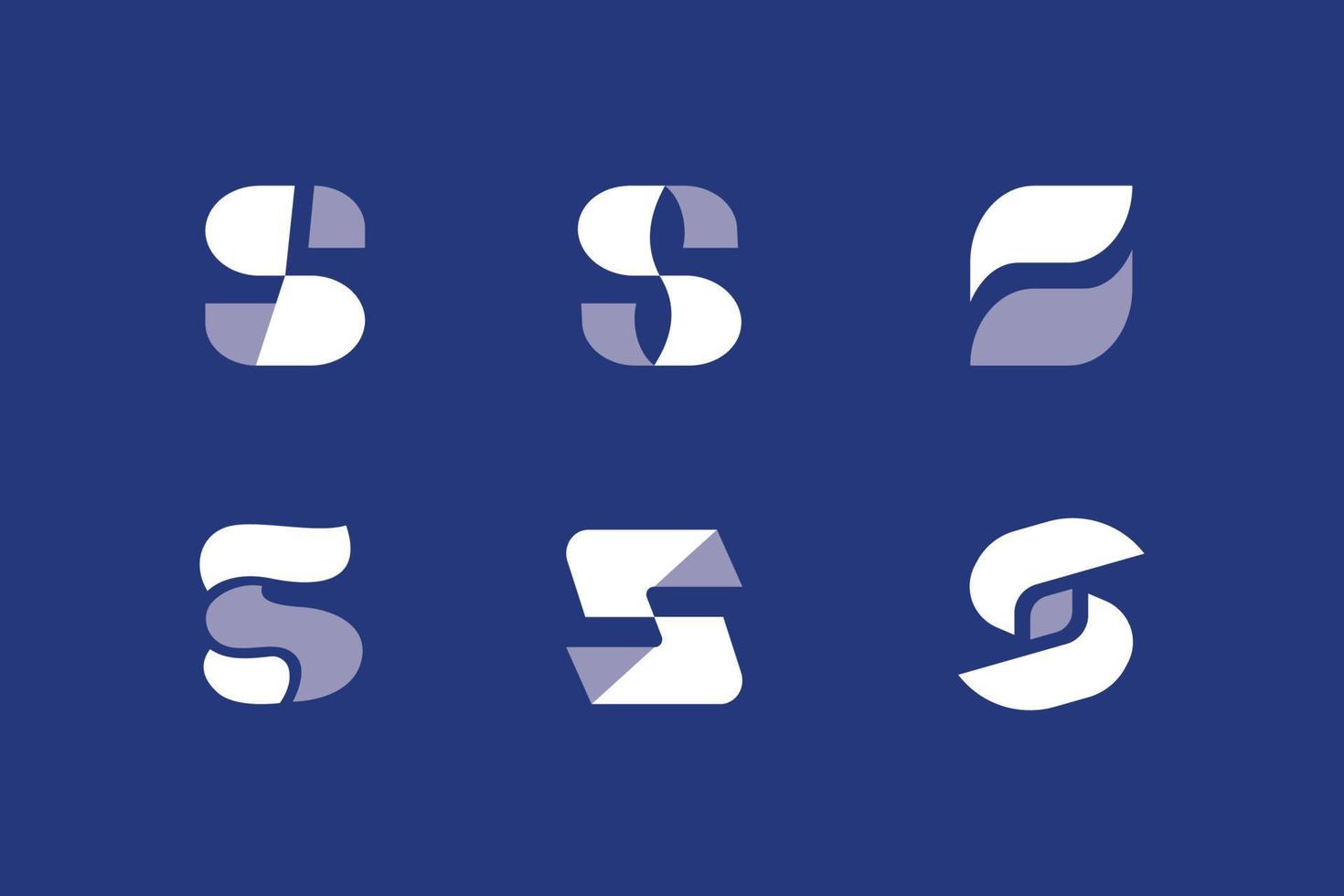 azul fundo com branco carta s logotipos conjunto vetor