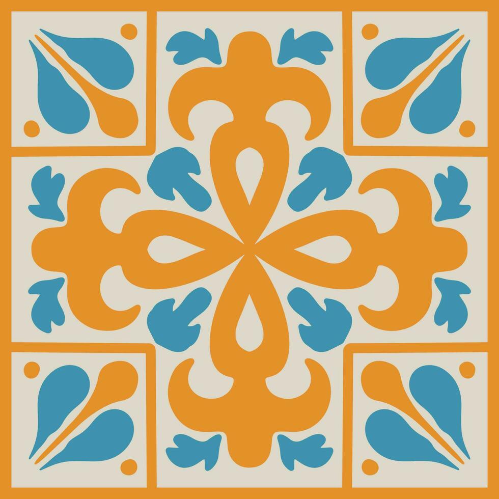 marroquino mosaico telha com colorida patchwork. vintage Portugal azulejo, mexicano talavera, italiano majólica ornamento, arabesco motivo ou espanhol cerâmico mosaico vetor