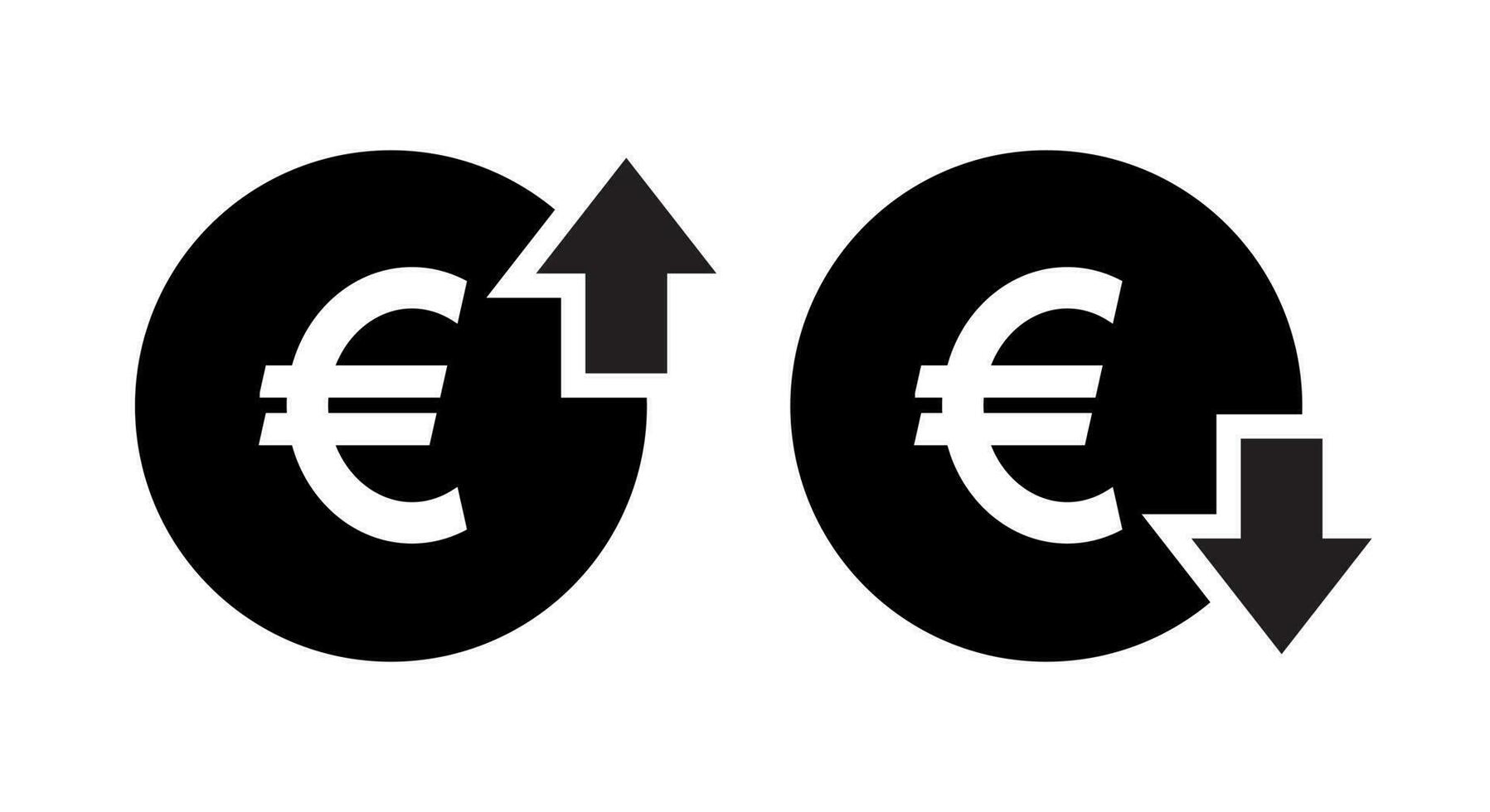 euro preço acima baixa ícone vetor. subir e outono moeda conceito vetor