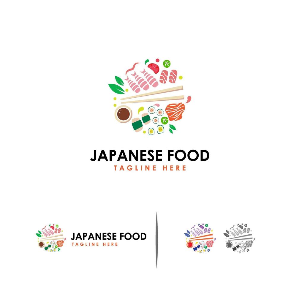 restaurante legal, sushi japonês chinês sashimi marisco modelo de vetor de design de logotipo