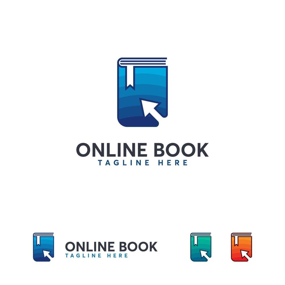 logotipo de aprendizagem online, símbolo de livro online, modelo de logotipo de educação online vetor