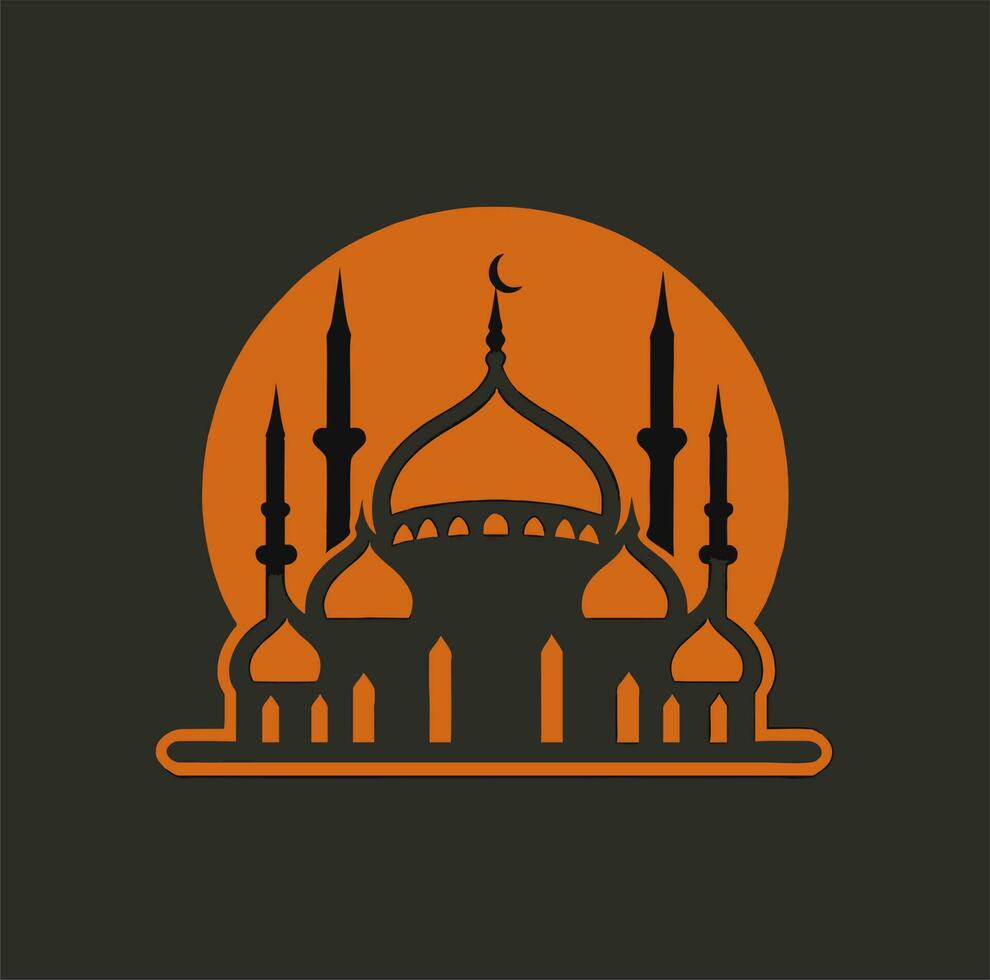 vetor ilustração do uma mesquita e dentro uma minimalista estilo. perfeito para Ramadã kareem cumprimento Projeto elementos. laranja cor fundo modelo, Ramadã tema.