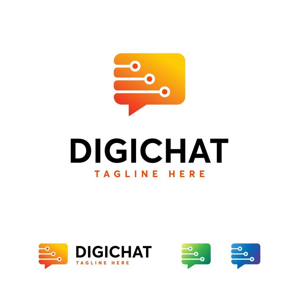 vetor de designs de logotipo de chat digital, símbolo de logotipo de chat de pixel