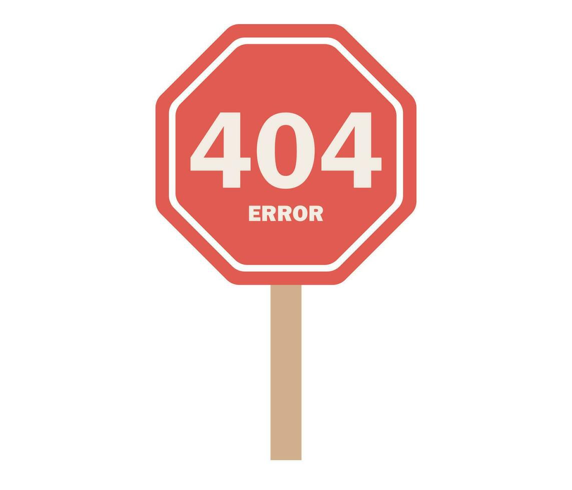 404 erro placa. página perdido e mensagem não encontrado ícone. vetor plano ilustração