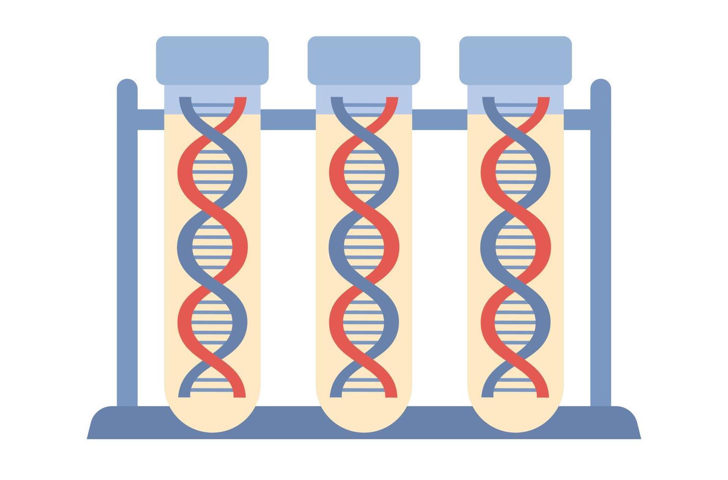 dna teste tubos. genético análise teste. genético pesquisa conceito. vetor plano ilustração