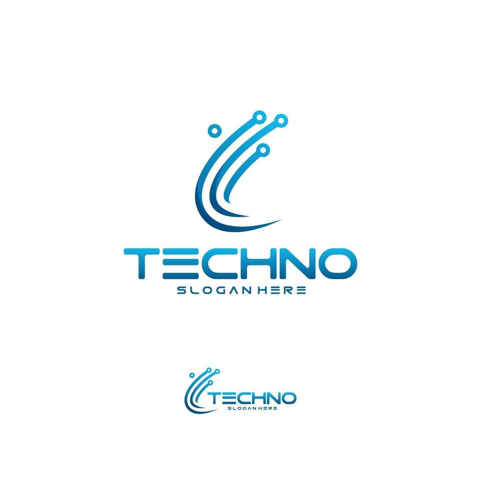 conceito de design de logotipo de tecnologia, modelo de logotipo de fio de tecnologia simples vetor