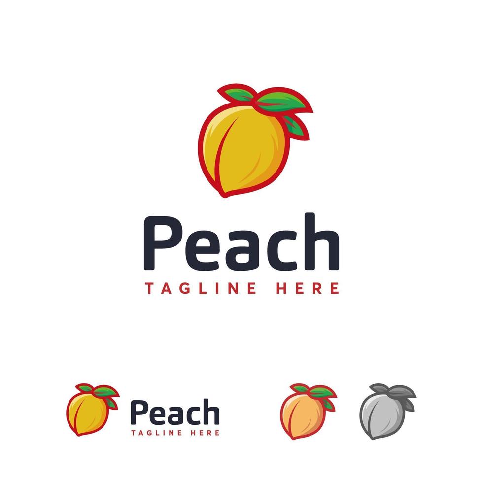 conceito de design de logotipo de frutas pêssego fresco, modelo de logotipo vetor