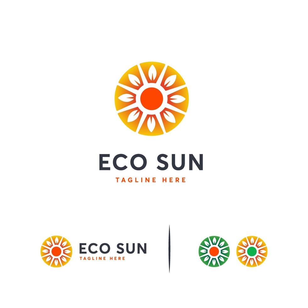 eco sun logo designs conceito vetor, folha e logotipo do sol vetor