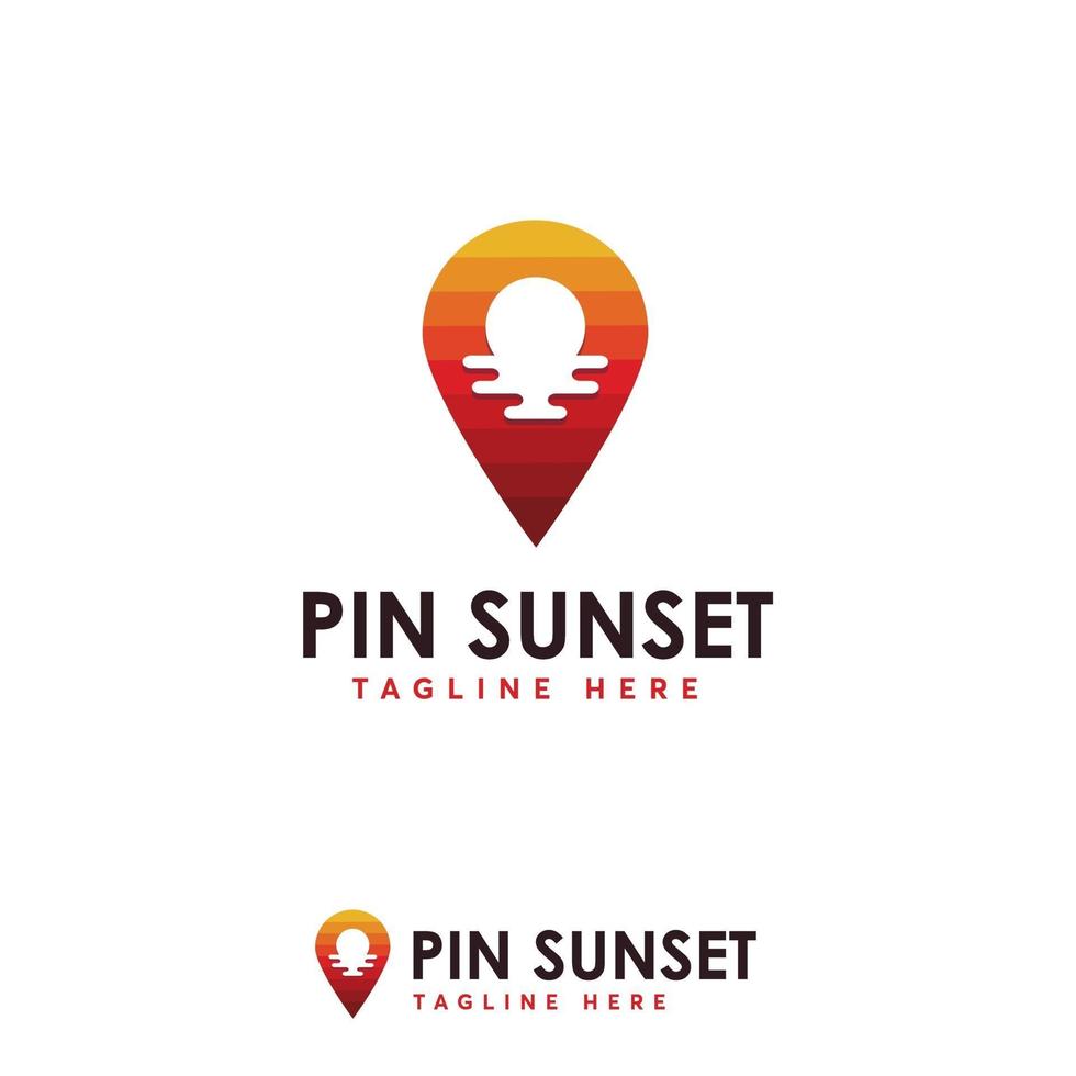 vetor de conceito de design de logotipo de ponto do pôr do sol e amanhecer