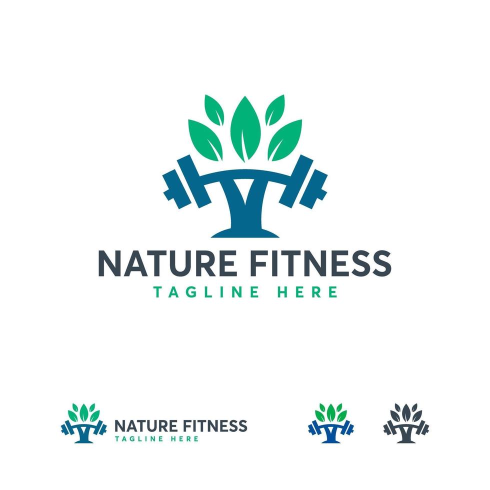 logotipo da natureza fitness designs vetor, símbolo do logotipo de nutrição de ginásio vetor