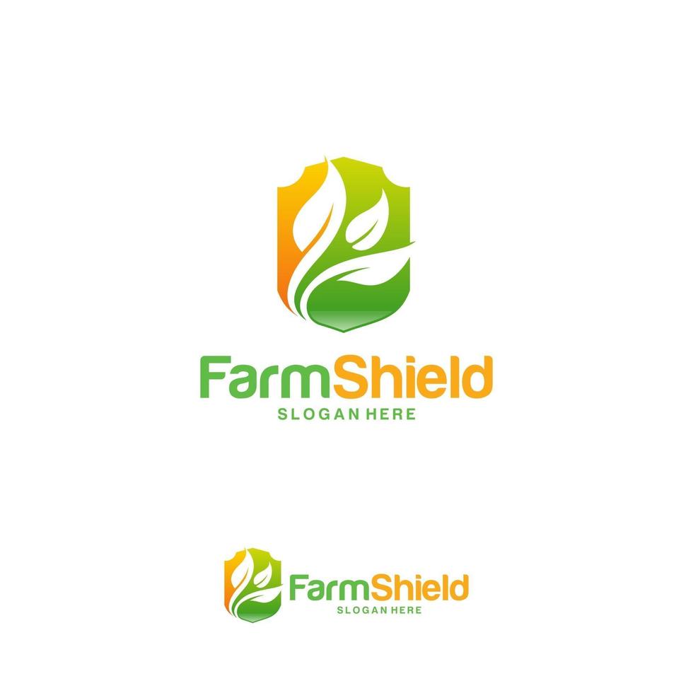 farm shield logo designs concept vector, nature shield logo template symbol, ecologia proteger logo vetor